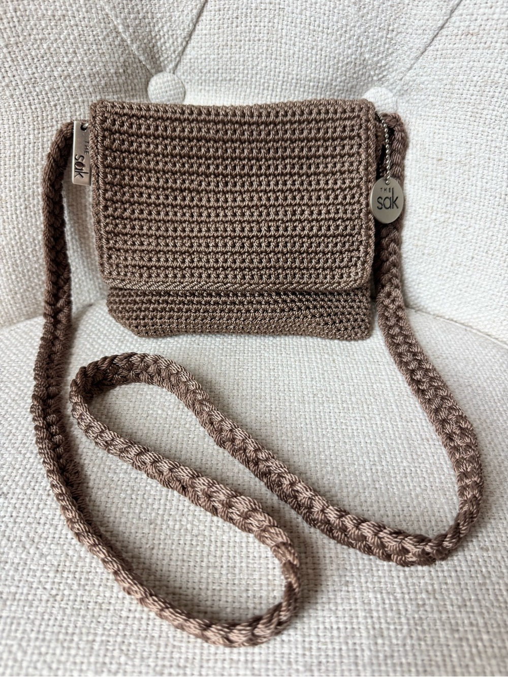 The Sak Crochet Crossbody Bag Light Brown/Taupe